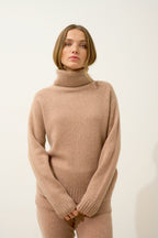 Pull Col Roulé 4 Fils - Iseria - Camel Chiné