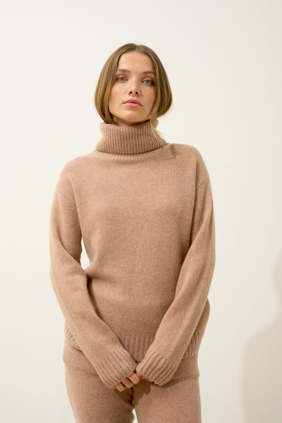 Pull Col Roulé 4 Fils - Iseria - Camel Chiné