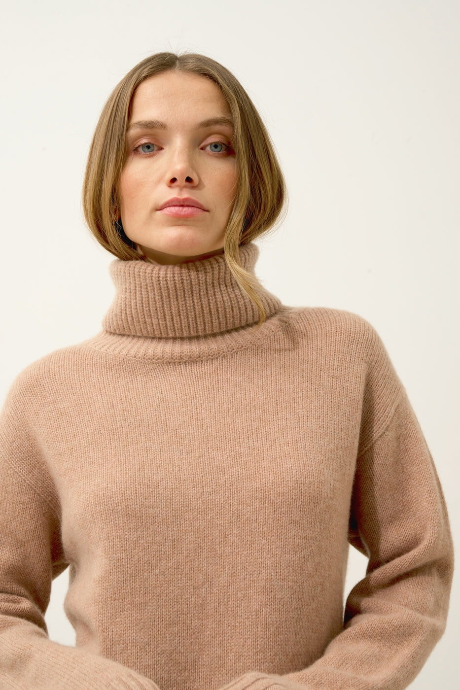 Pull Col Roulé 4 Fils - Iseria - Camel Chiné