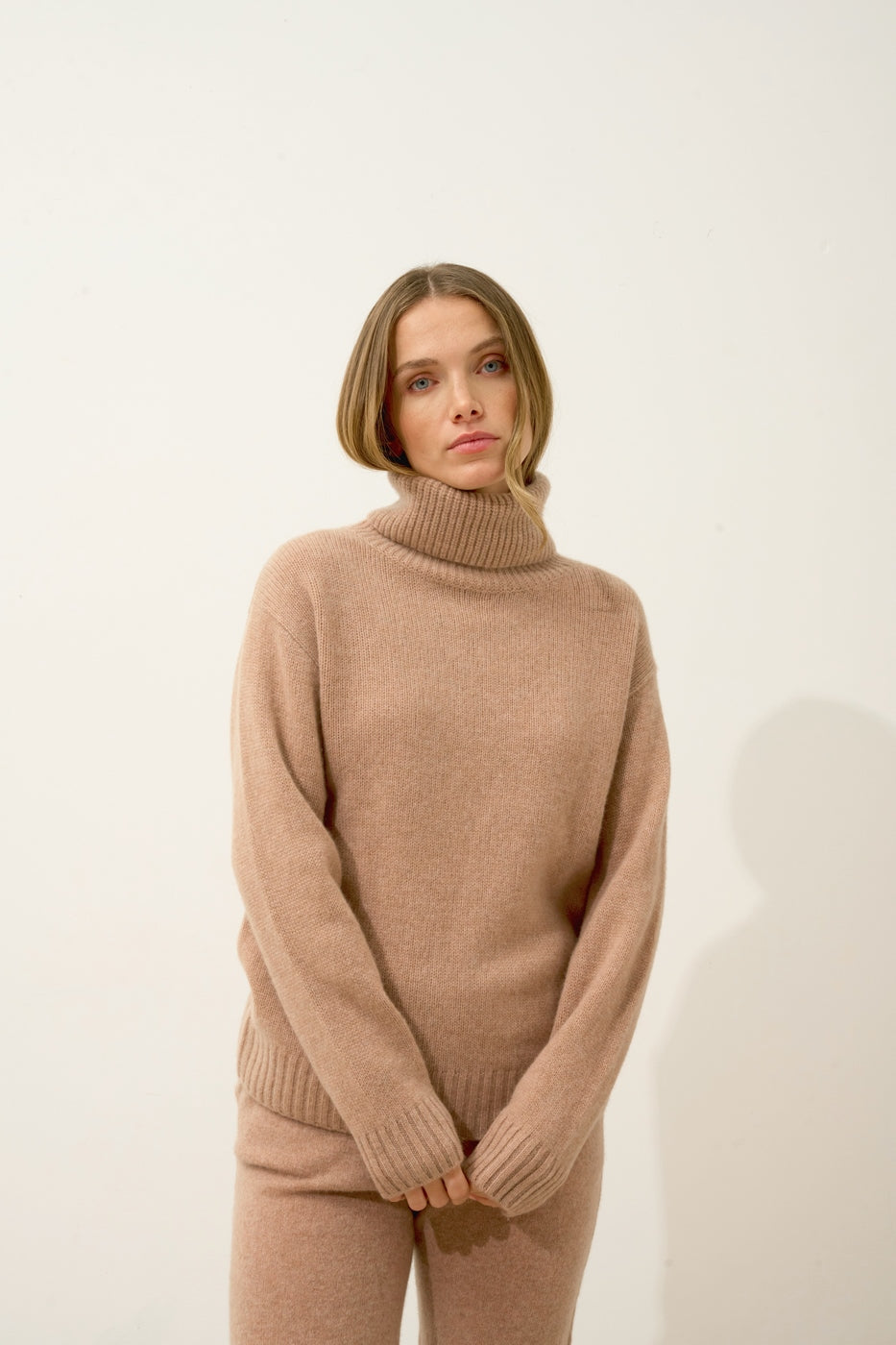 Pull Col Roulé 4 Fils - Iseria - Camel Chiné