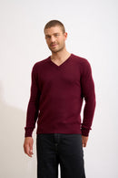 Pull Col V 4 Fils - Nathan - Mûre
