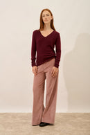 Pull Col V - Joan - Mûre