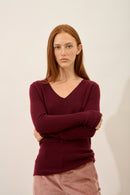 Pull Col V - Joan - Mûre