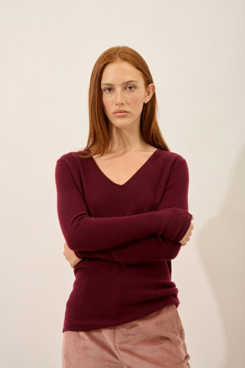 Pull Col V - Joan - Mûre