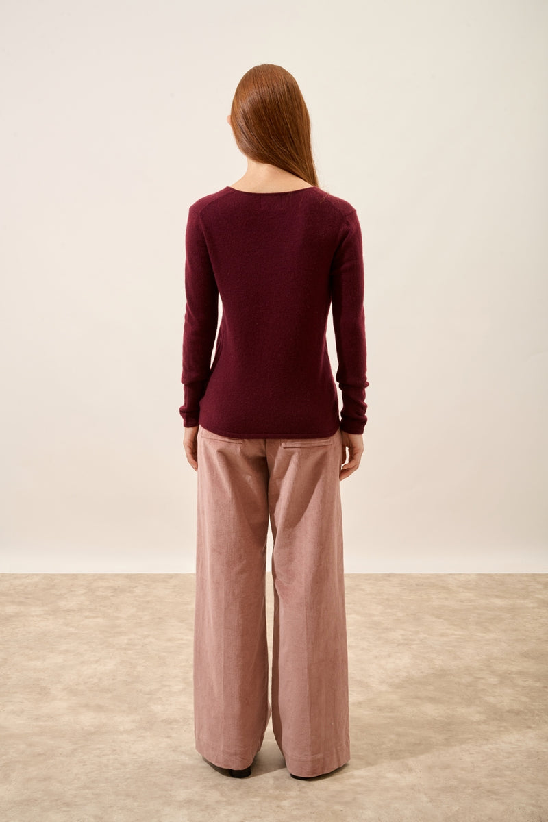 Pull Col V - Joan - Mûre