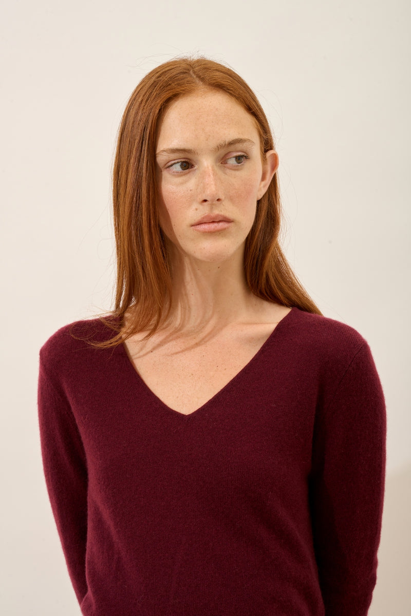 Pull Col V - Joan - Mûre