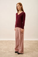 Pull Col V - Joan - Mûre