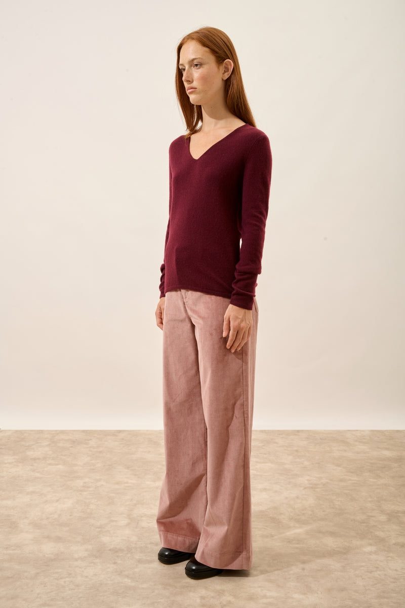 Pull Col V - Joan - Mûre