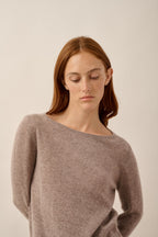 Jersey de cuello barco - Grace - Caribú jaspeado