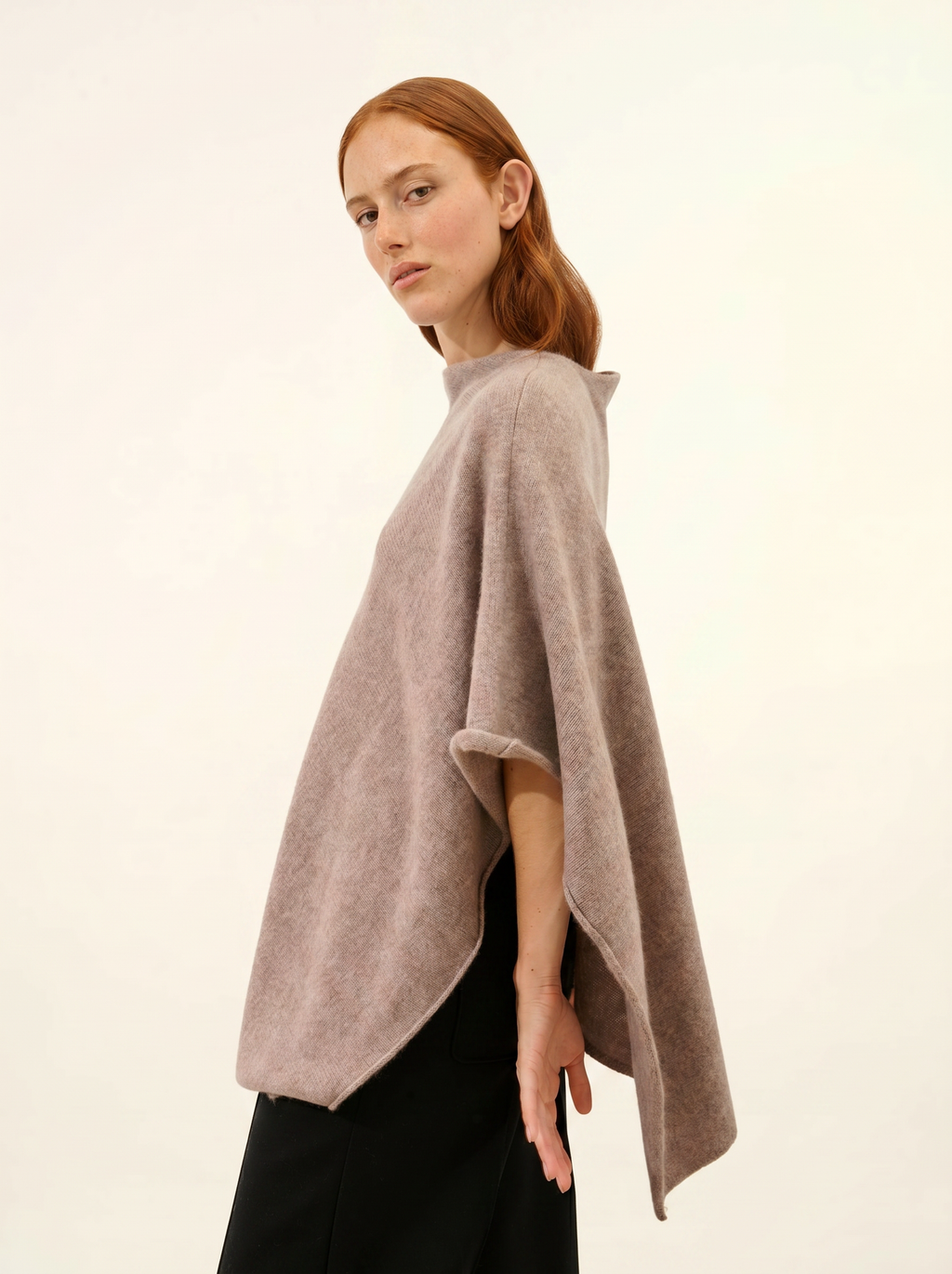 Poncho 4 fili Ashley - Caribù mélange - Donna
