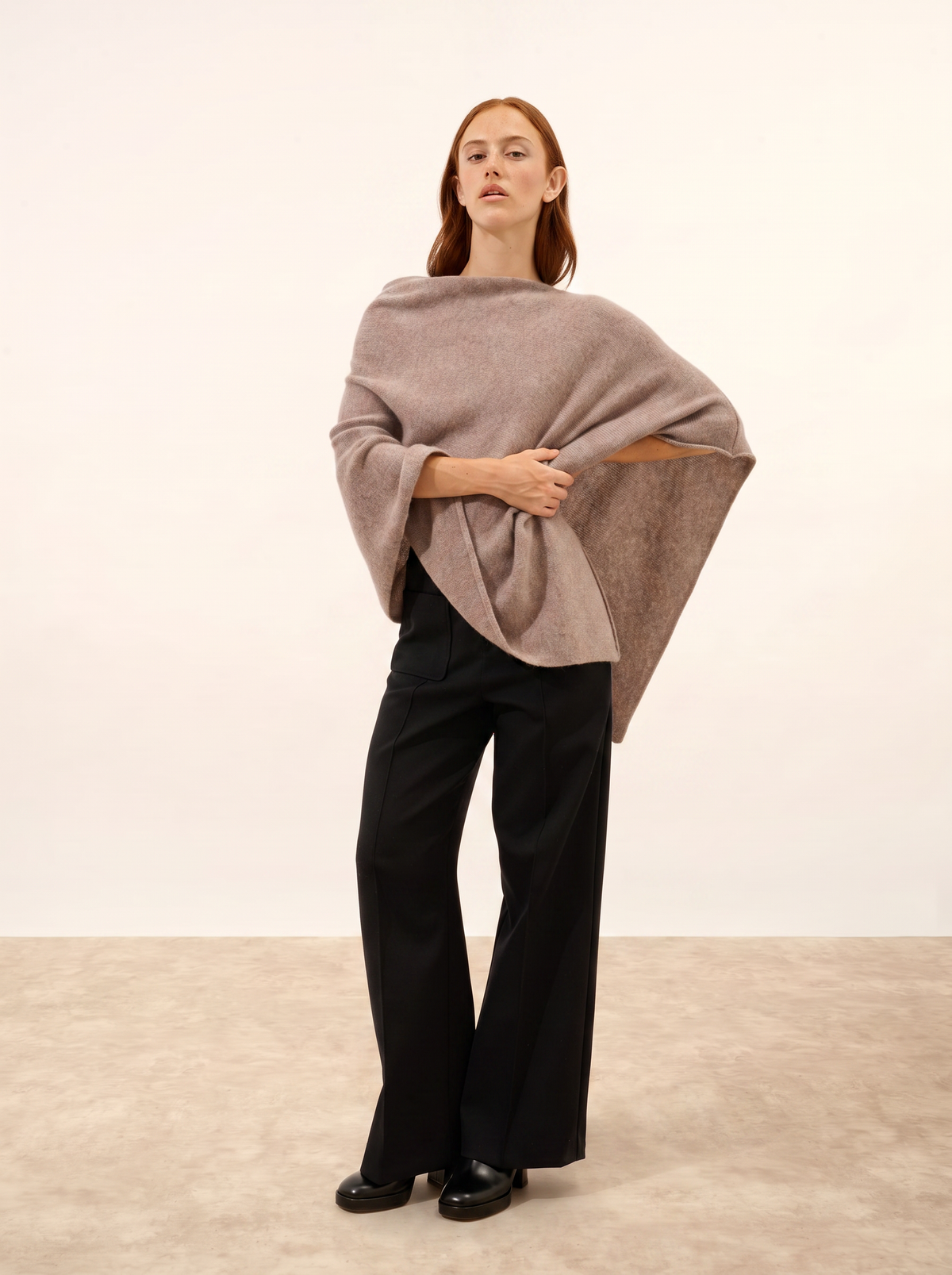 Poncho 4 fili Ashley - Caribù mélange - Donna