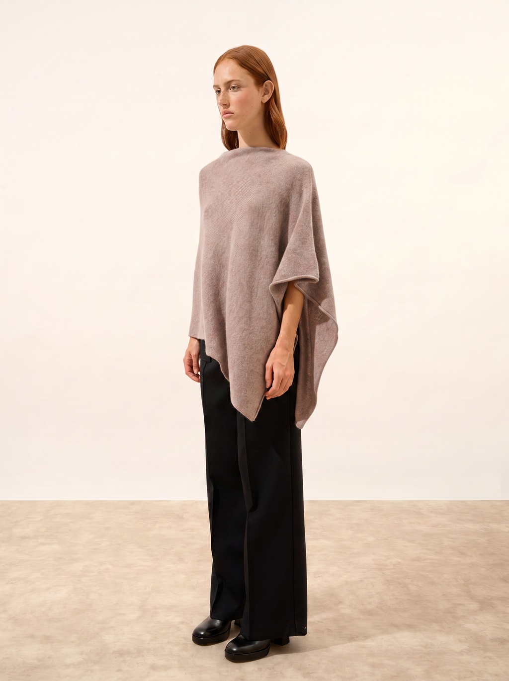 Poncho 4 fili Ashley - Caribù mélange - Donna