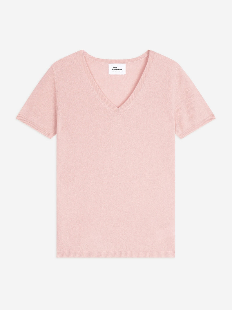 T-Shirt Col V - Glamis - Baby Pink