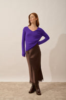 Pull Col V - Joan - Gentiane