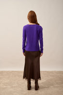 Pull Col V - Joan - Gentiane