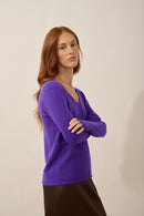 Pull Col V - Joan - Gentiane
