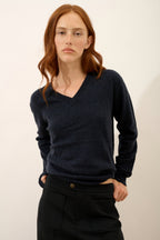 Jersey de Cuello en V - Nora - Caviar