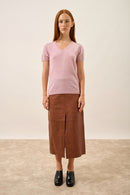 T-Shirt Col V - Glamis - Guimauve Chiné