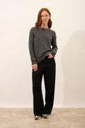 Round Neck Jumper - Daria - Anthracite Chiné
