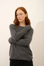 Round Neck Jumper - Daria - Anthracite Chiné