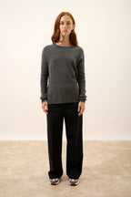 Round Neck Jumper - Daria - Anthracite Chiné