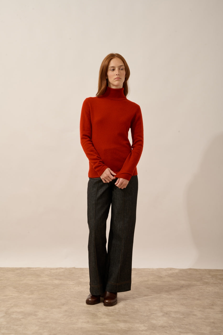 Jersey de cuello vuelto - Ava - Rubí