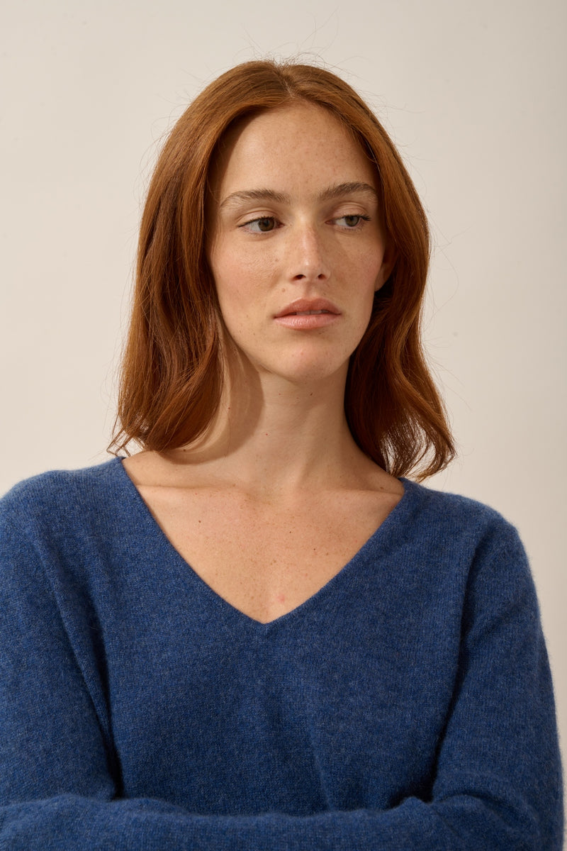 Pull Col V - Joan - Ocean Chiné