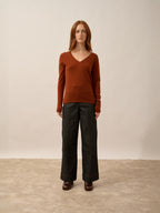 Jersey de cuello en V Joan - Ardilla - Mujer