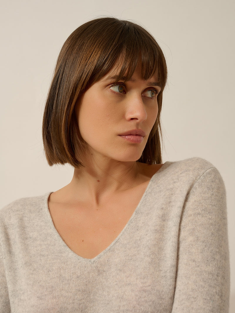 Pull Col V - Joan - Glacier Chiné