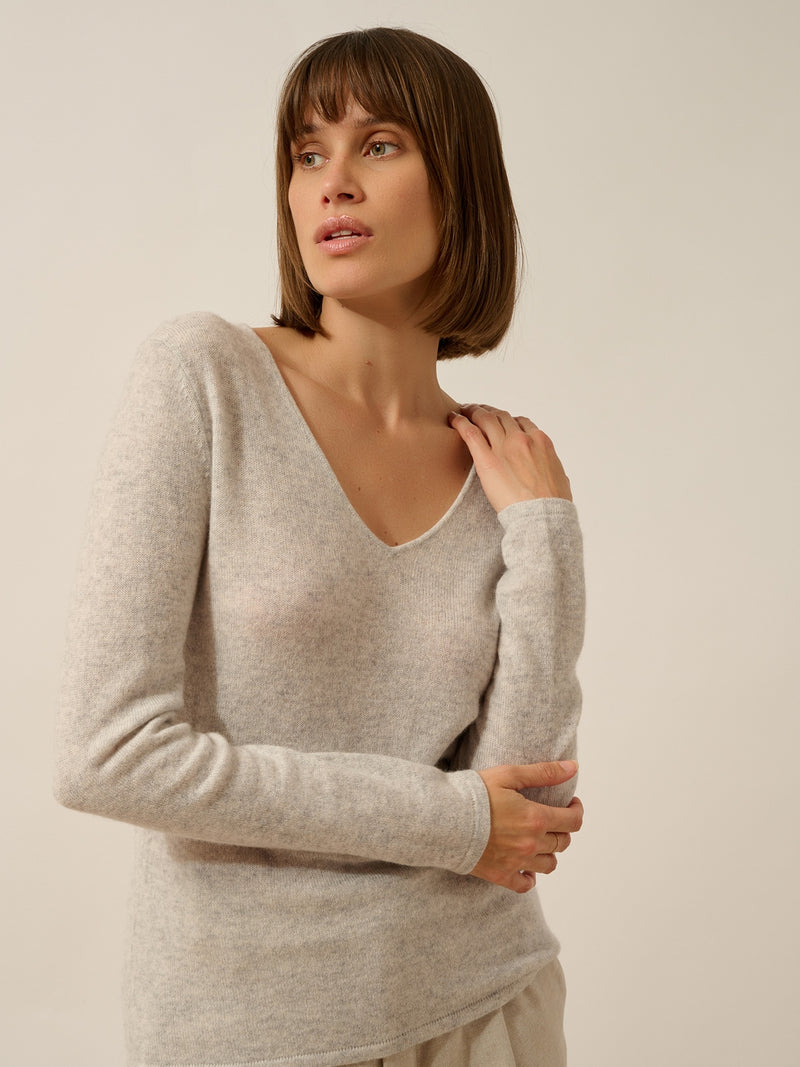 Pull Col V - Joan - Glacier Chiné