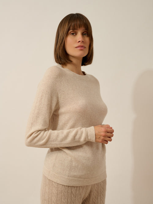 Pull Col Rond - Jane - Beige Chiné