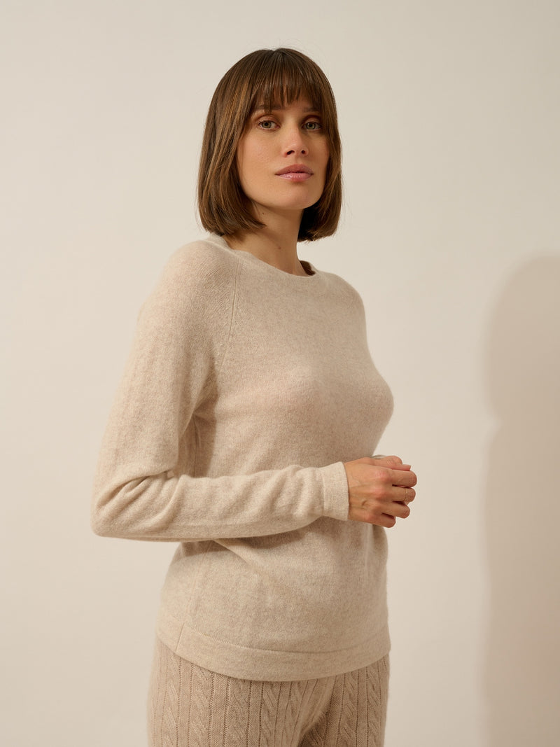 Pull Col Rond - Jane - Beige Chiné