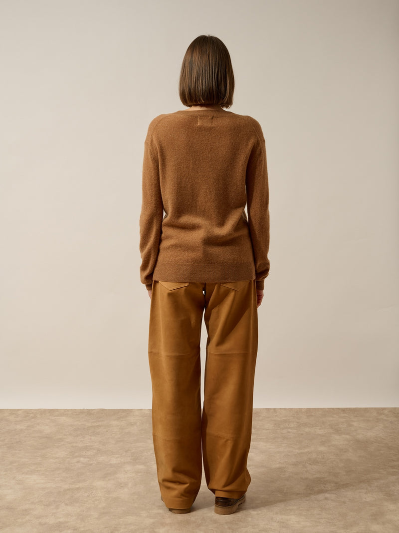 Pull Col V - Nora - Noisette