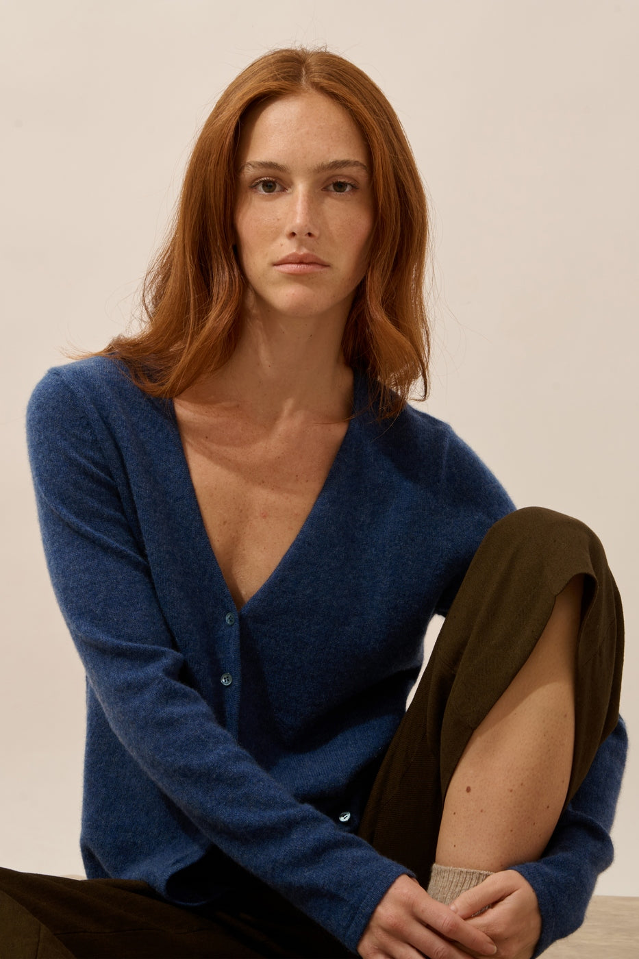 V-Neck Cardigan - Norma - Ocean Chiné