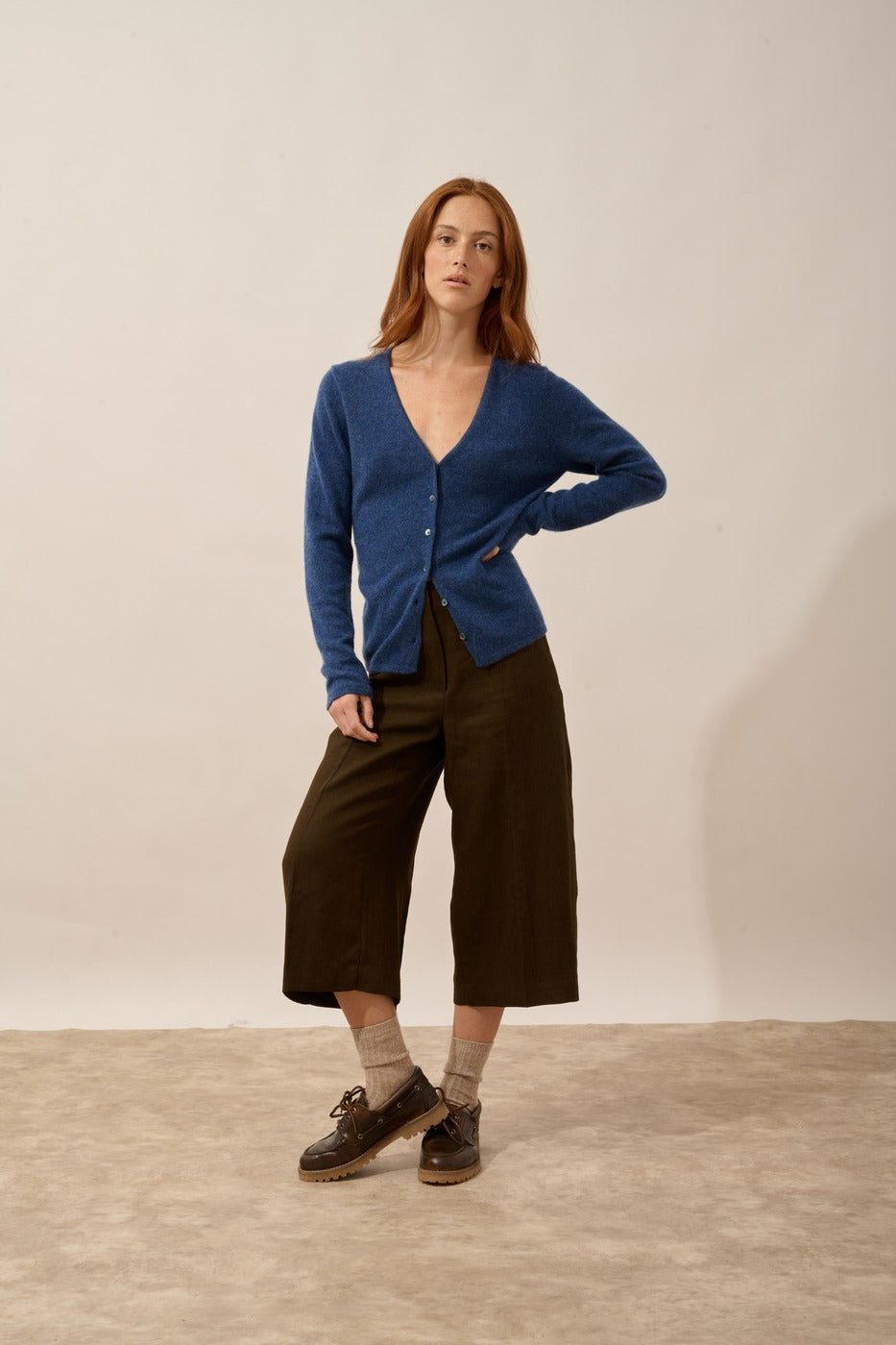 V-Neck Cardigan - Norma - Ocean Chiné