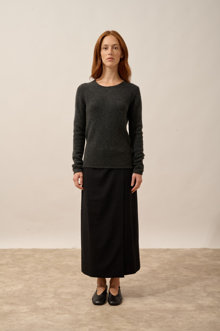 Jersey Cuello Redondo 4 Hilos - Joyce - Carbón Jaspeado