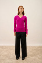 Pull Col V 4 Fils - Abby - Violine
