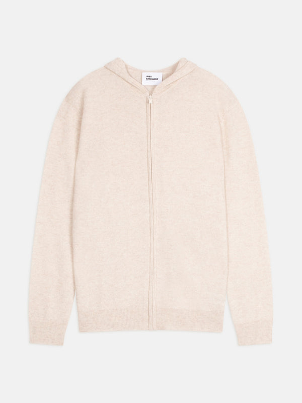 Cardigan Con Zip E Cappuccio - Elliot - Beige Mélange