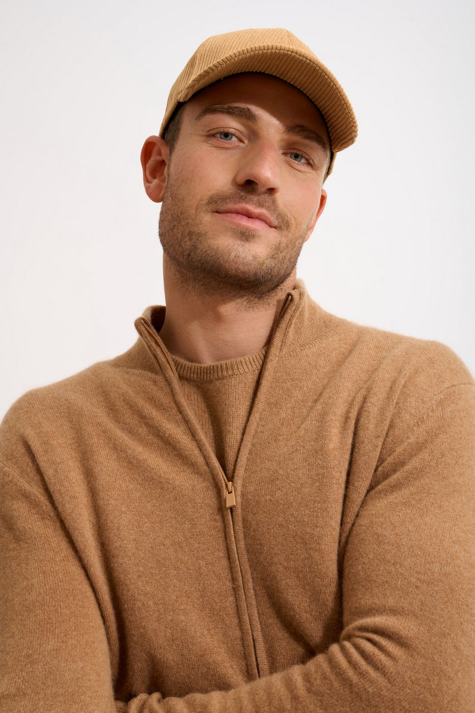 Gilet Zippé Col Montant - Alan - Noisette