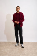 Zipped High-Neck Cardigan - Lilou - Burgundy