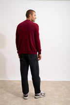 Zipped High-Neck Cardigan - Lilou - Burgundy