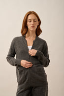 Gilet Zippé Col Mao - Ervie - Anthracite Chiné