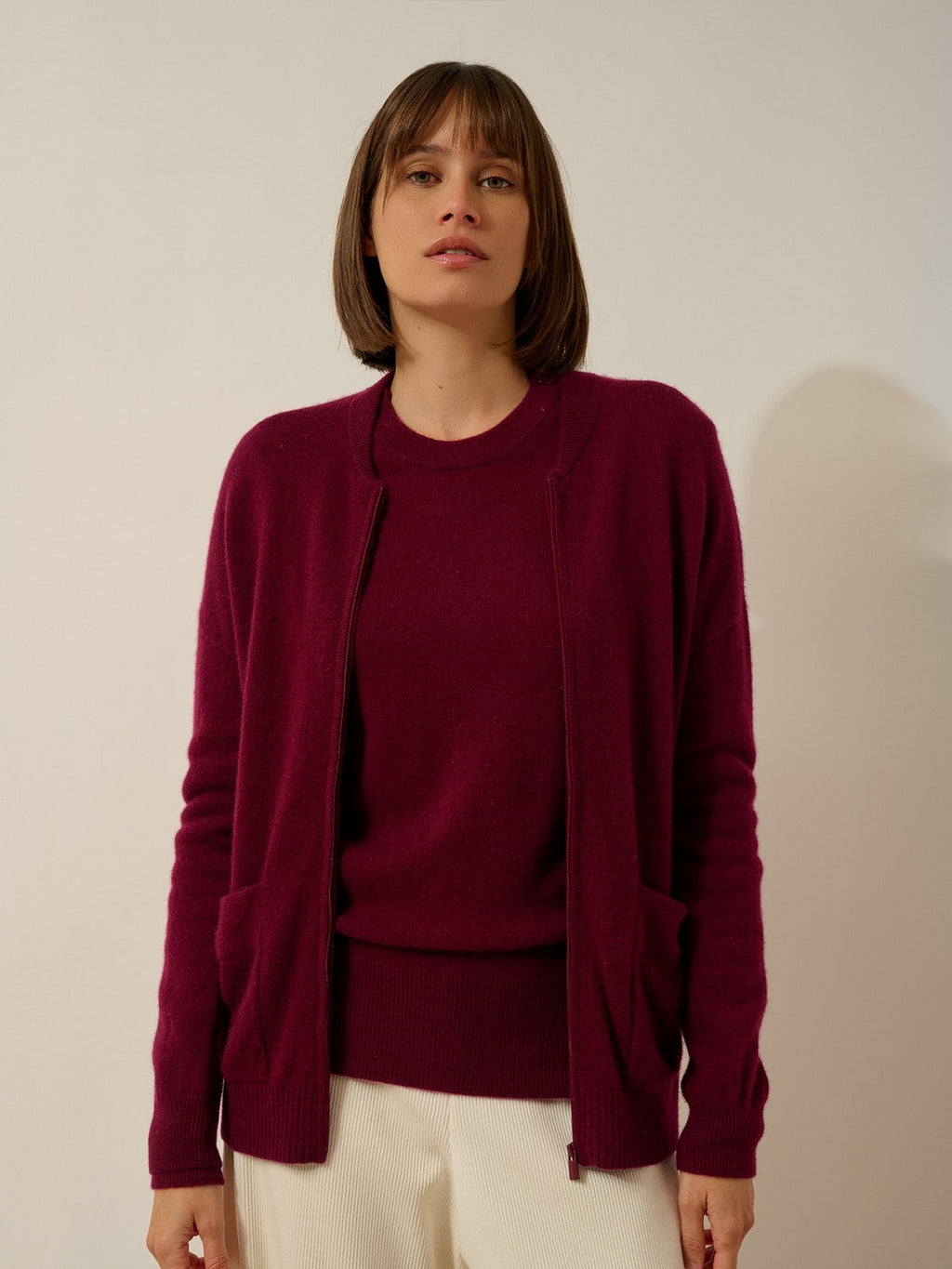 Gilet Zippé Col Mao - Ervie - Bordeaux