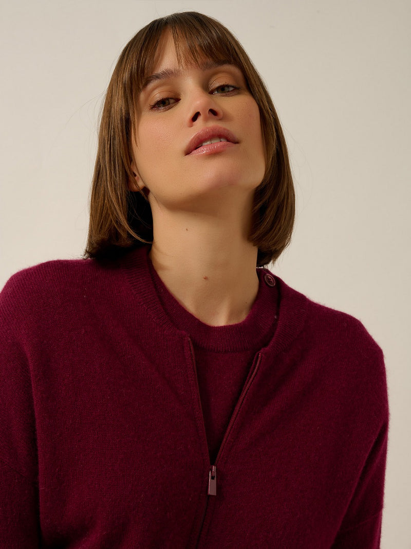 Gilet Zippé Col Mao - Ervie - Bordeaux