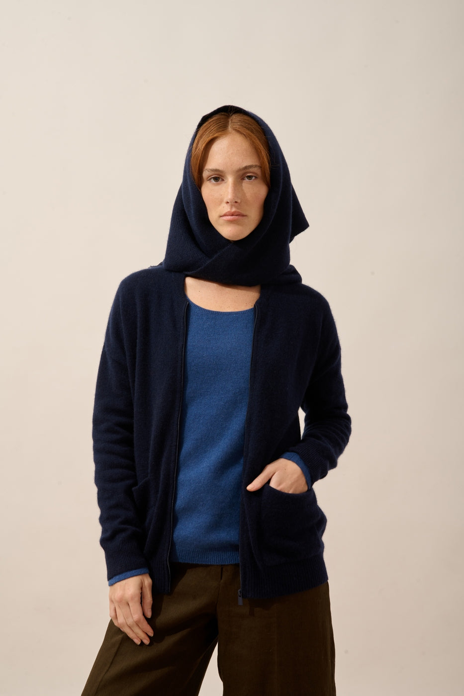 Gilet Zippé Col Mao - Ervie - Navy