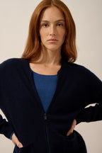 Gilet Zippé Col Mao - Ervie - Navy