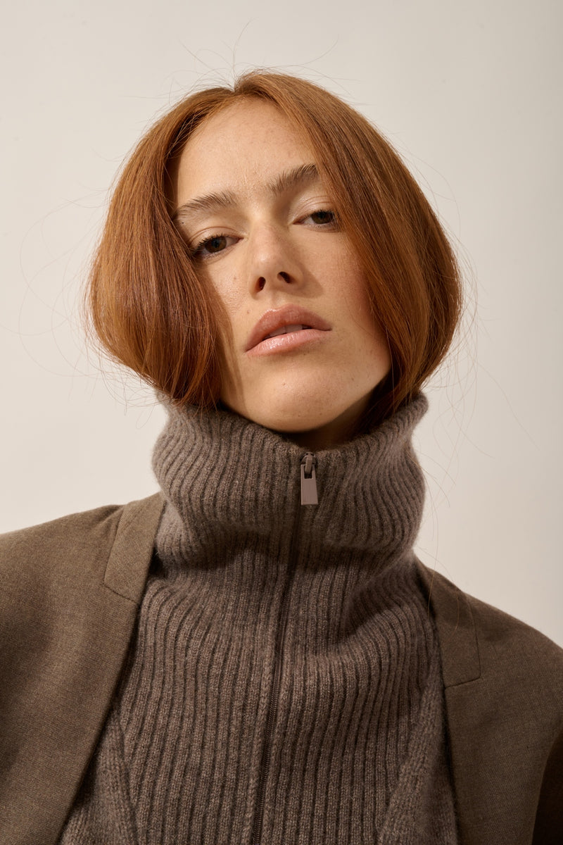 Pull Camionneur 6 Fils - Akar - Taupe Chiné