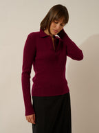 Polo Cuello con Cremallera Mangas Largas - Kristjan - Burdeos