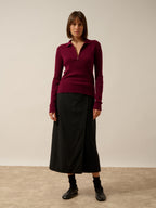 Polo Cuello con Cremallera Mangas Largas - Kristjan - Burdeos