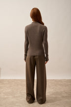 Long-Sleeved Zip-Neck Polo - Kristjan - Taupe Chiné